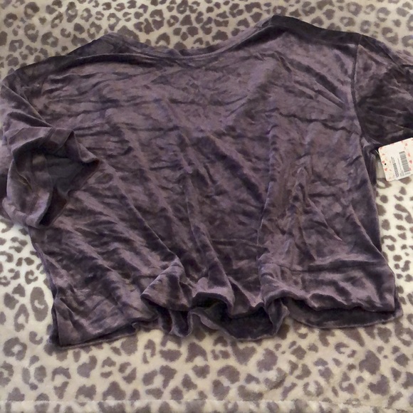 Free People Valerie Open Back Velvet Top XS Slouchy Oversized Purple - Picture 8 of 17